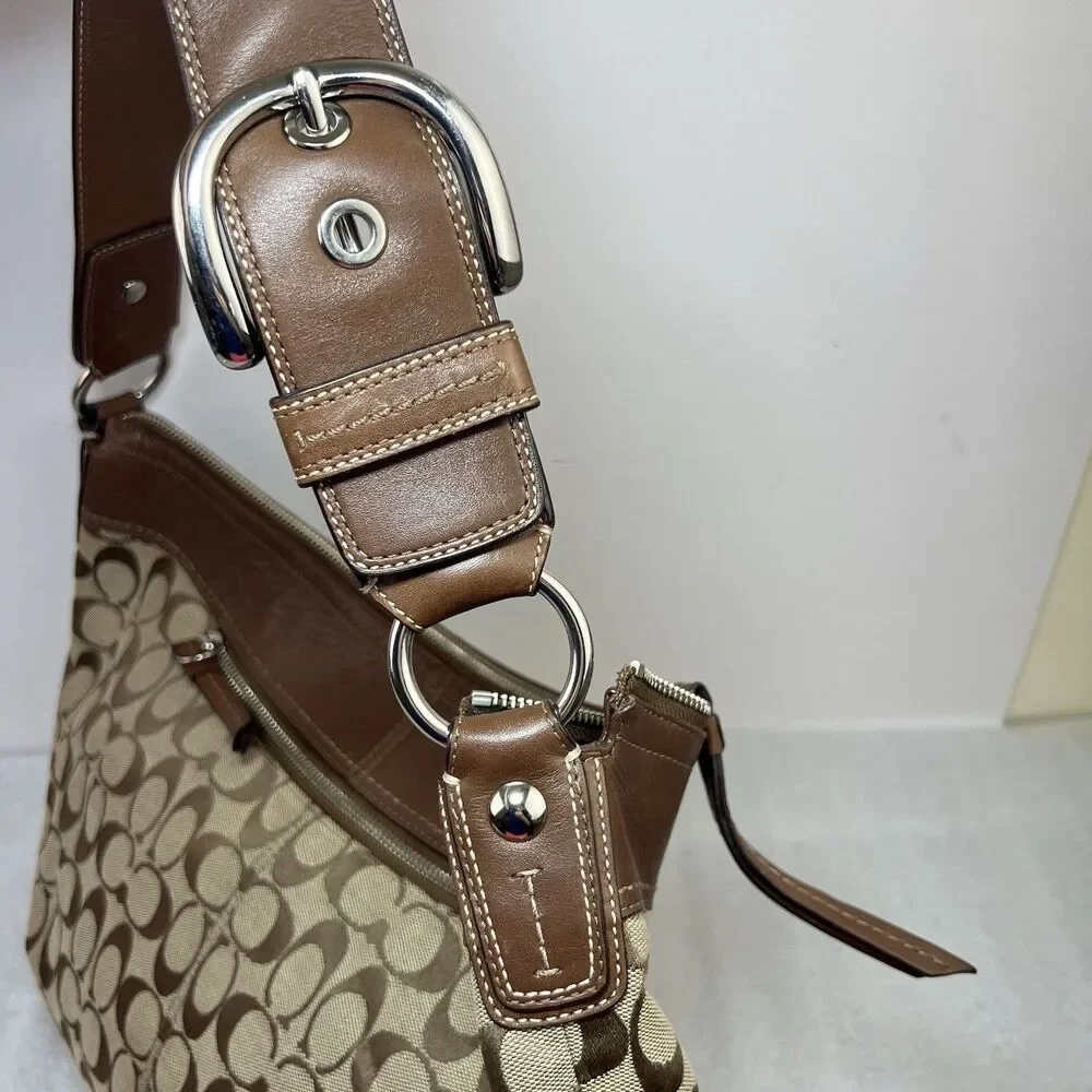 Coach LARGE F13741 Vintage Y2K Soho Hobo Shoulder Bag Beige Signature C Canvas